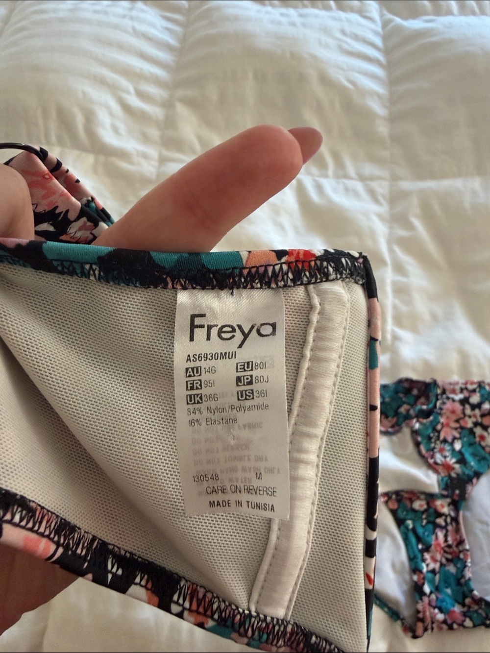 Freya Teal Green and Pink Floral Bikini Set - Picture 2 of 2